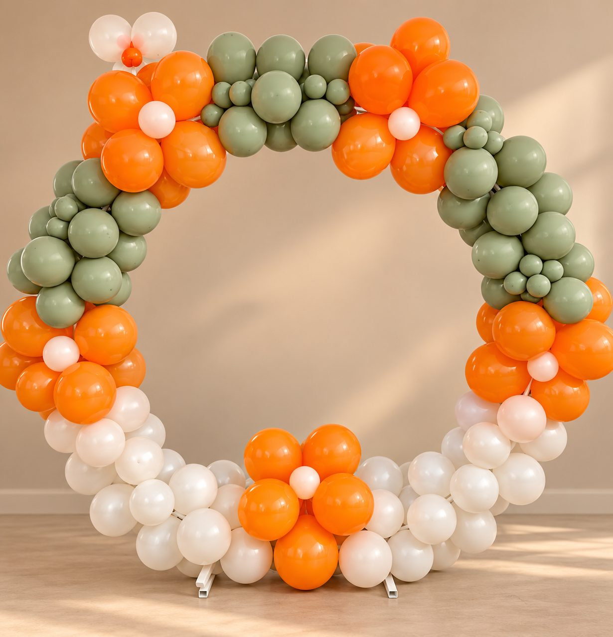 Ballonkreis in Orange, Grün und Weiß
