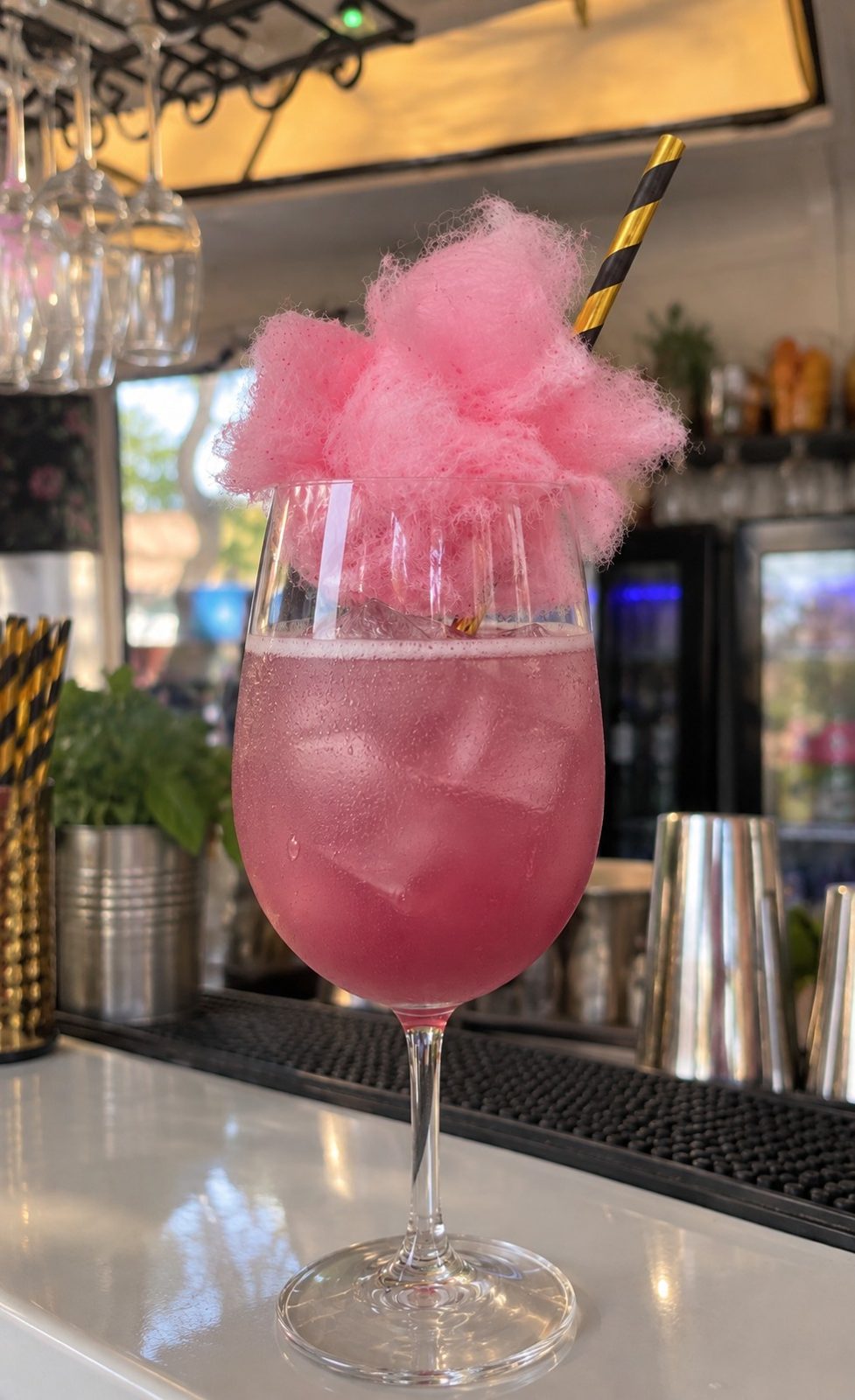 Cocktail mit Zuckerwatte