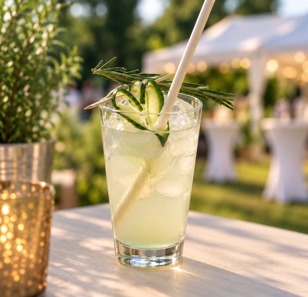 Gin Tonic mit Gurke und Rosmarin
